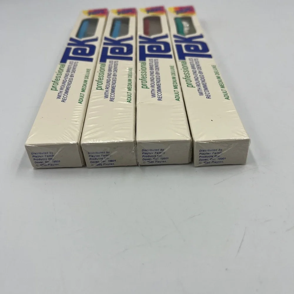 Tek Toothbrush Multi Adult OS 1985 Vintage Professional Medium 4 Pack NEW